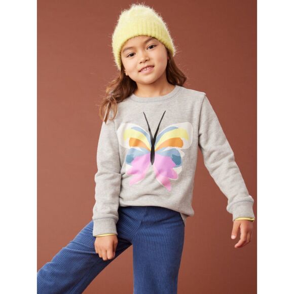 Tea Collection Painted Butterfly Girl’s Popover Sweatshirt Size 6 - Picture 1 of 6